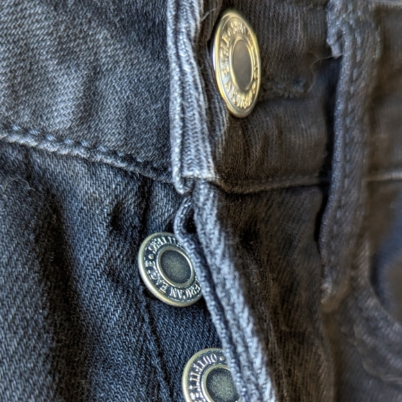 Black American Eagle Denim Mini with Button Front Closure sz 00 - Picture 3 of 3